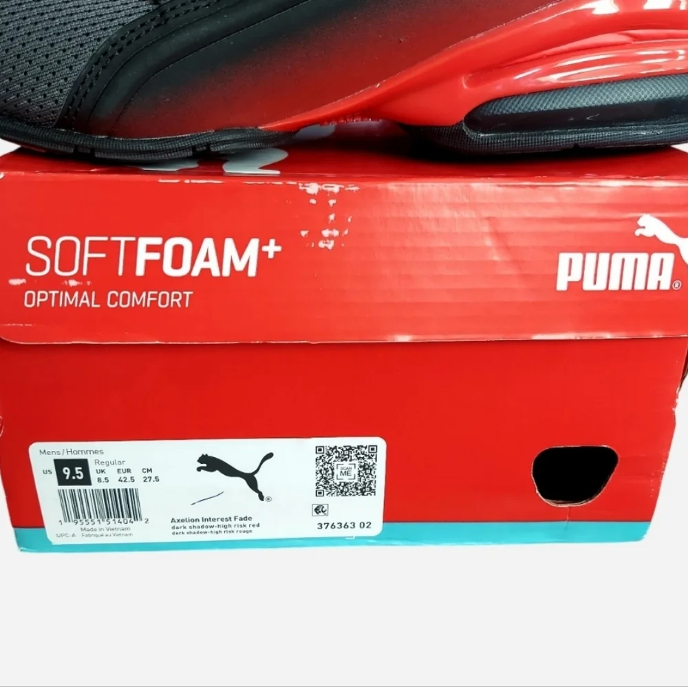 Puma Gray & Red Men's Axelion Interest Fade Running Shoes Size 9.5